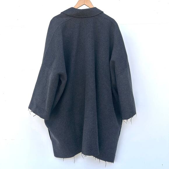 Helmut Lang Oversized Cocoon Cardigan Coat Blazer Wool Cashmere Charcoal Gray S - Picture 3 of 11